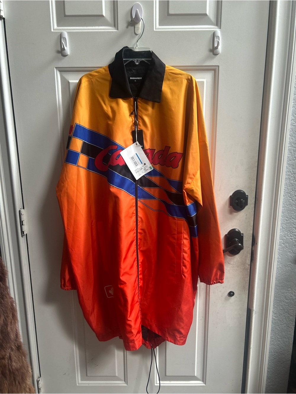 DSQUARED2 Men's Canada Logo Yellow-to-Orange Racing Windbreaker Sz XL